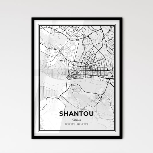 Shantou China - Scandinavian Style City Map for Modern Home Decor