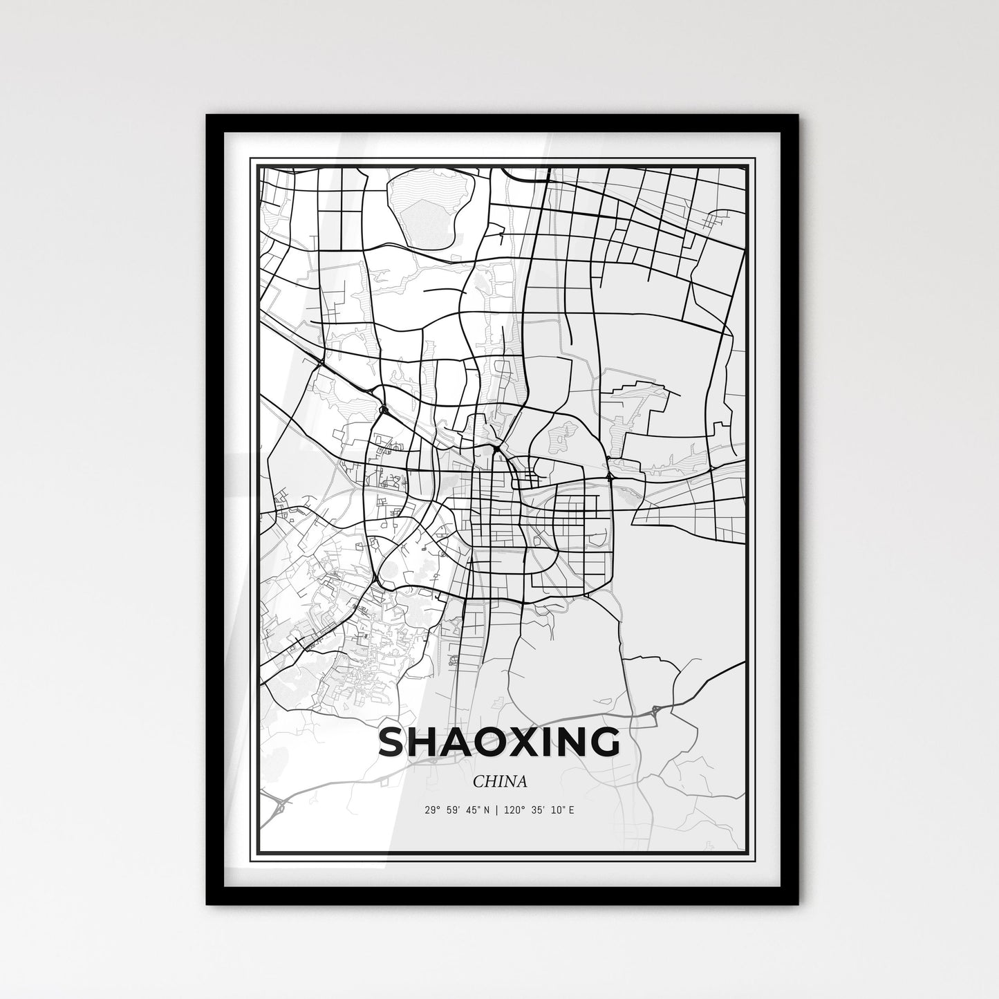 Shaoxing China - Scandinavian Style City Map for Modern Home Decor