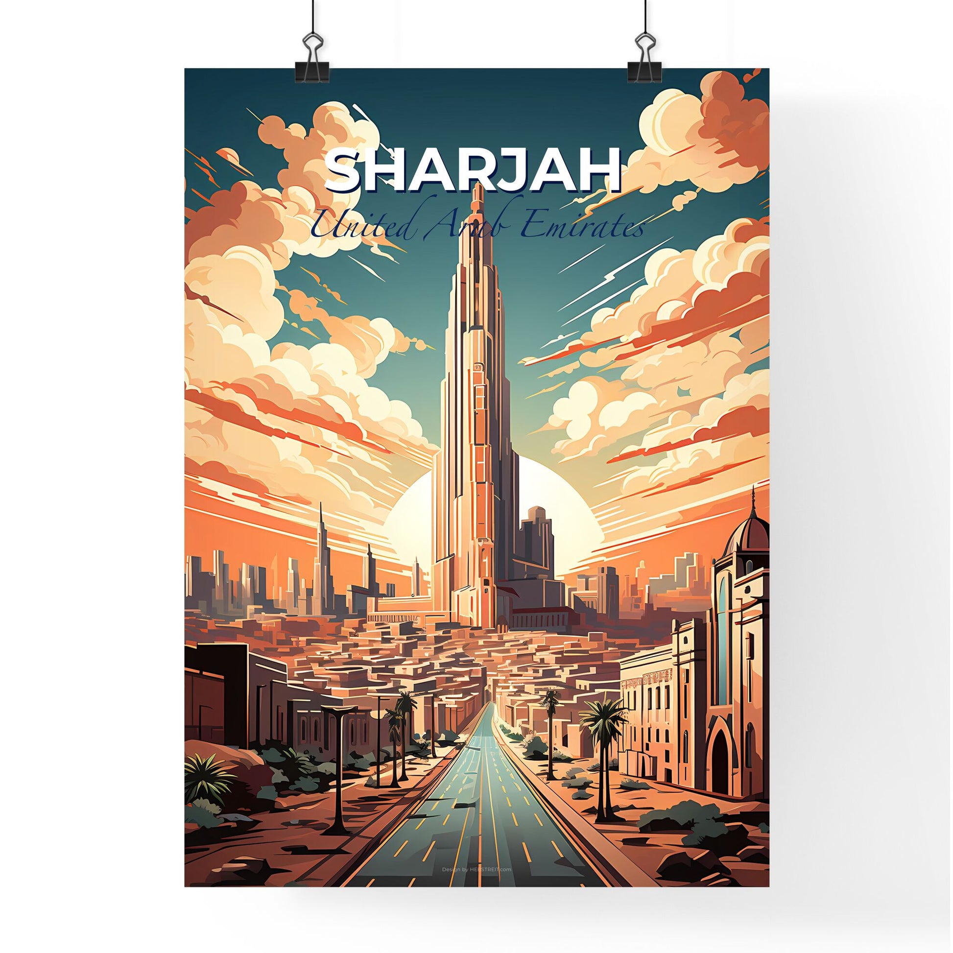 Sharjah City Skyline Panorama Canvas Painting Art Print Urban Architecture United Arab Emirates Default Title