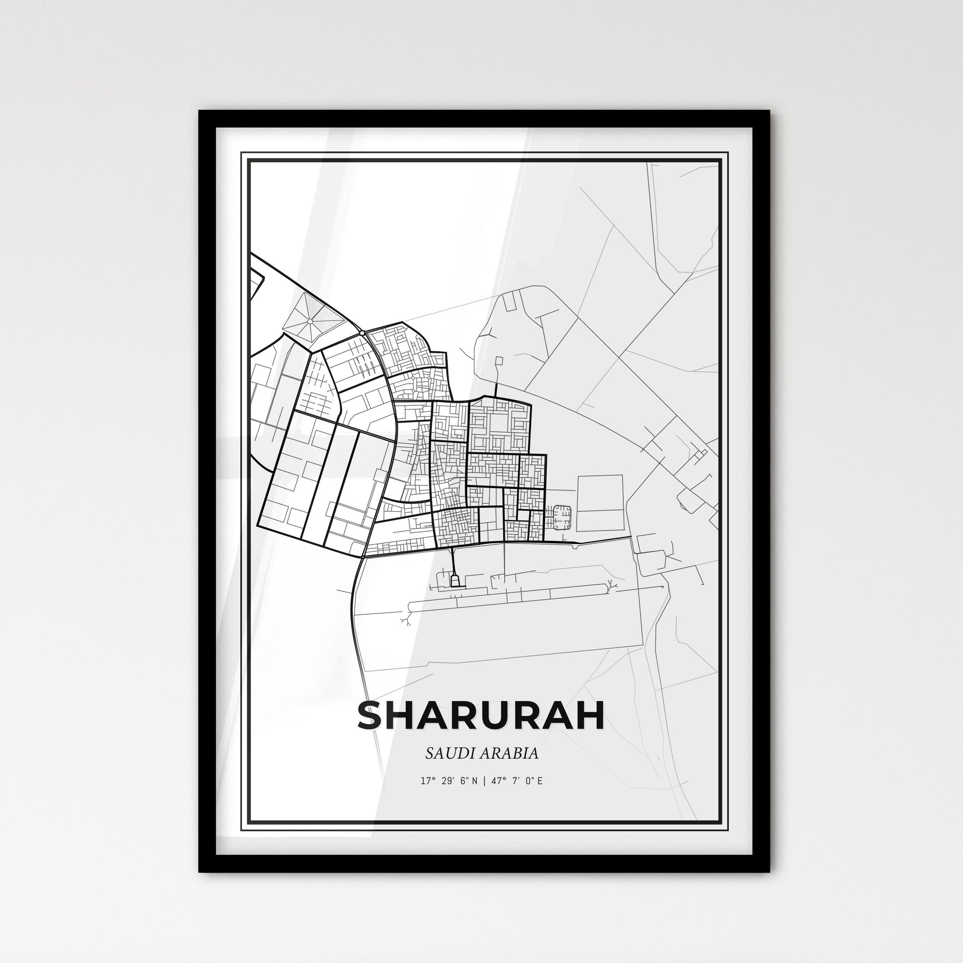 Sharurah Saudi Arabia - Scandinavian Style City Map for Modern Home Decor