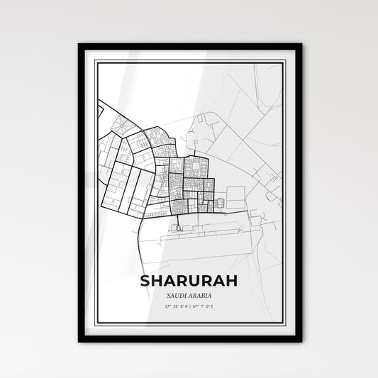 Sharurah Saudi Arabia - Scandinavian Style City Map for Modern Home Decor