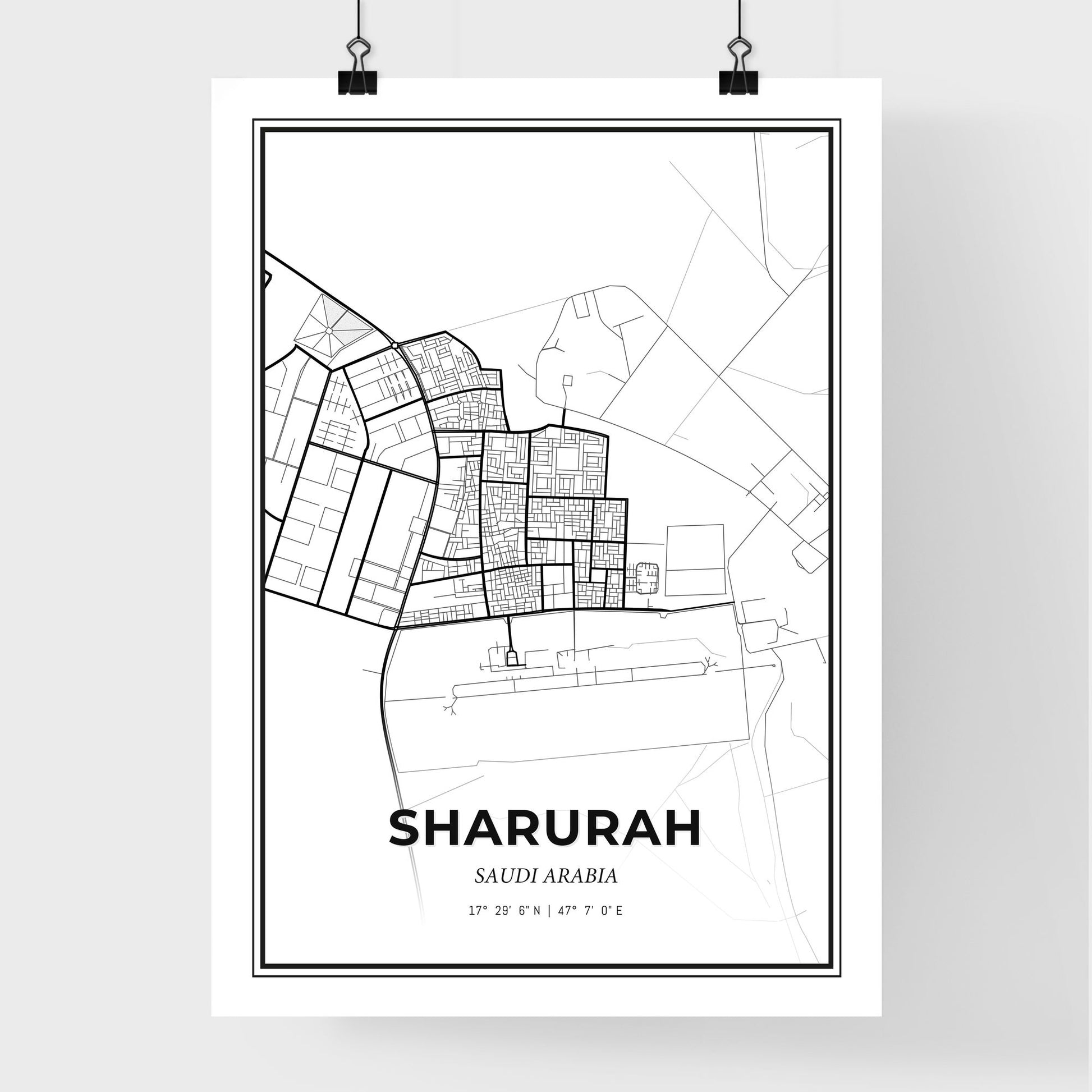 Sharurah Saudi Arabia - Premium City Map Poster