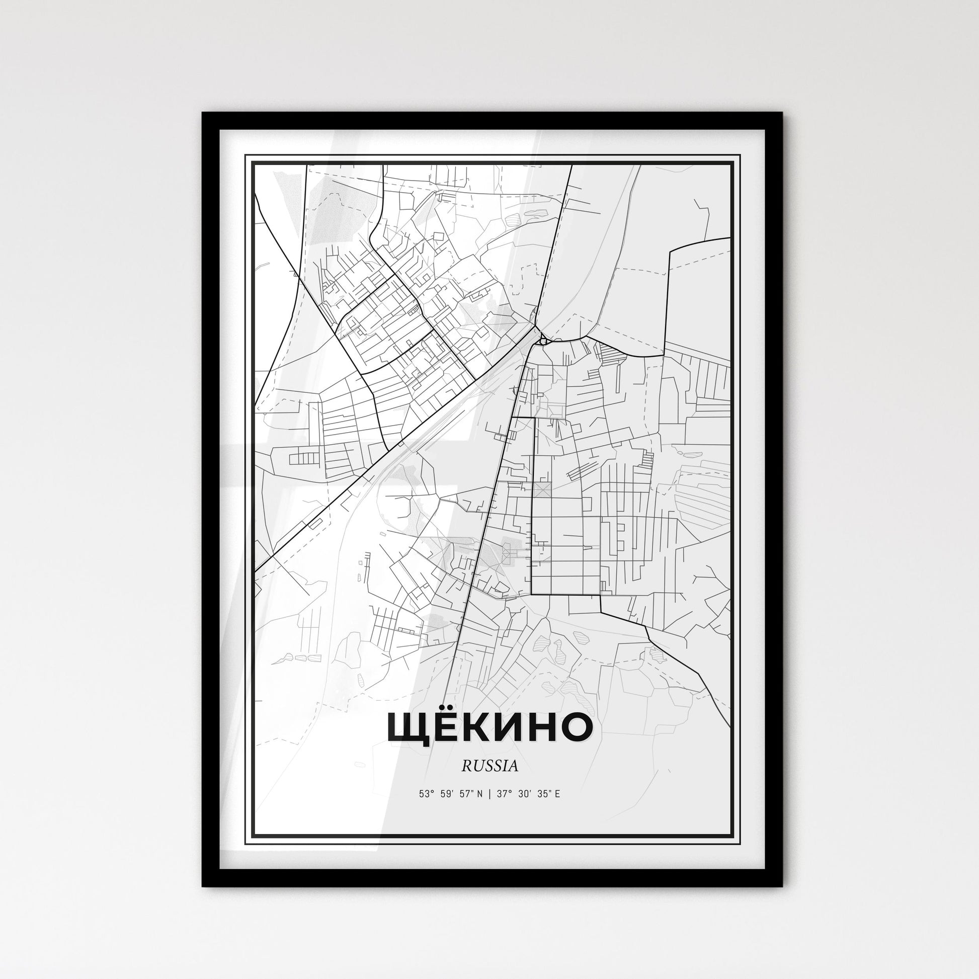 Shchyokino Russia - Scandinavian Style City Map for Modern Home Decor