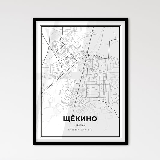 Shchyokino Russia - Scandinavian Style City Map for Modern Home Decor