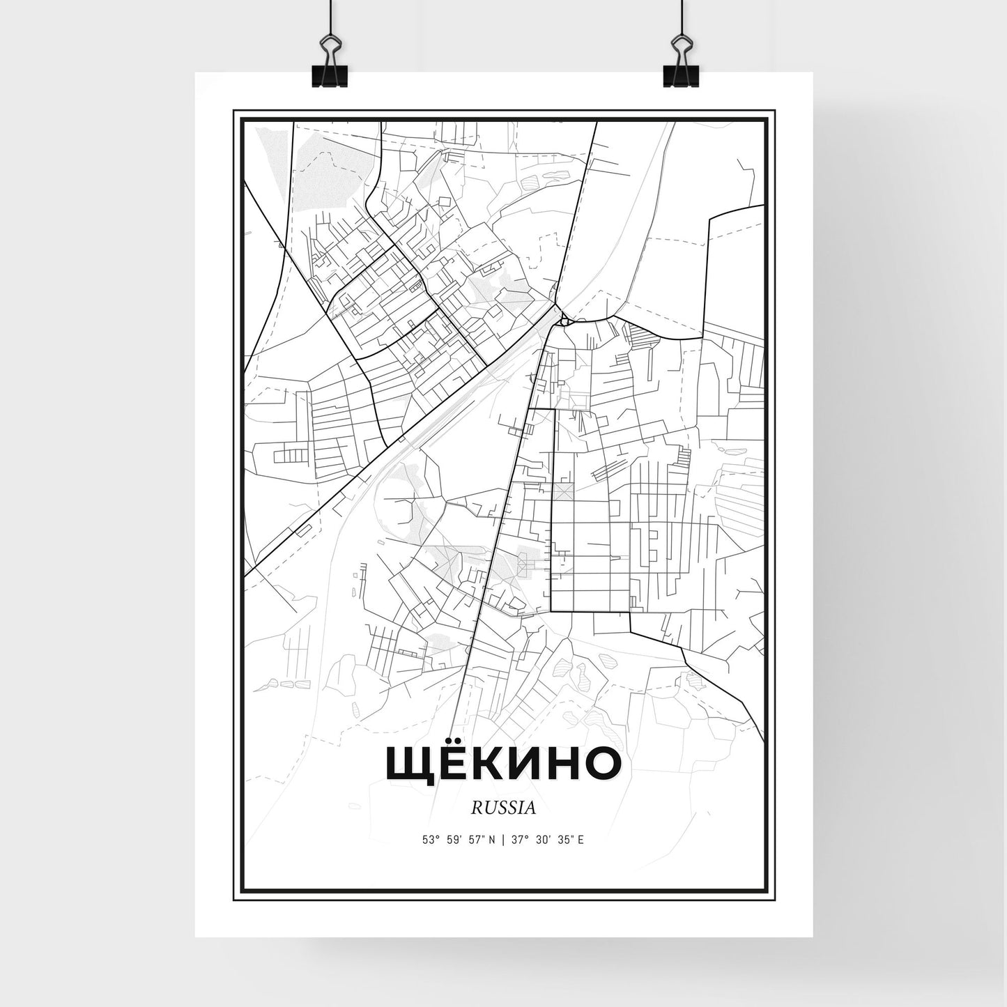 Shchyokino Russia - Premium City Map Poster