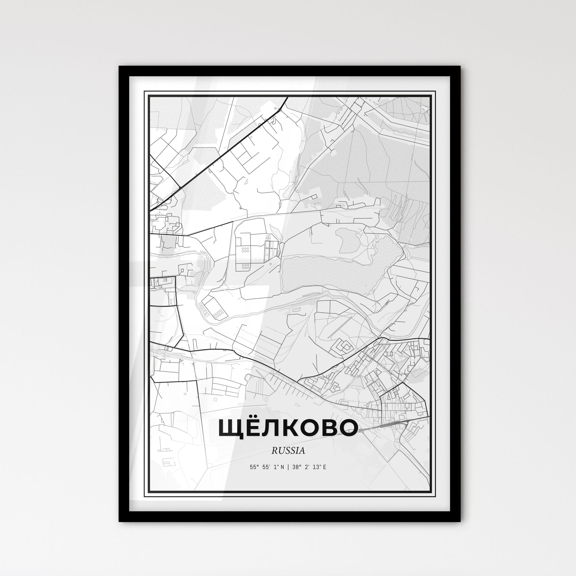 Shchyolkovo Russia - Scandinavian Style City Map for Modern Home Decor