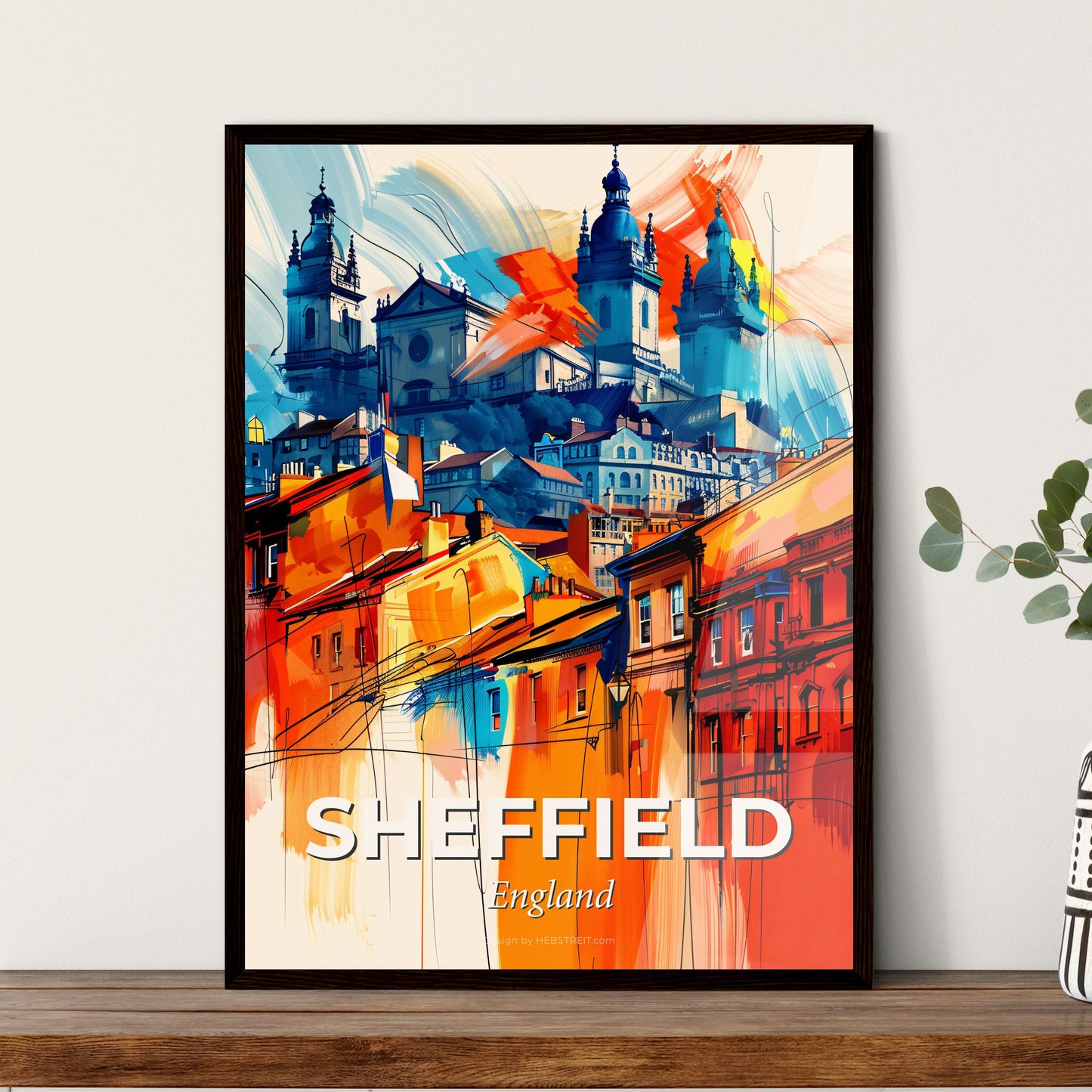 Vibrant Sheffield, England - A Painting Of A City