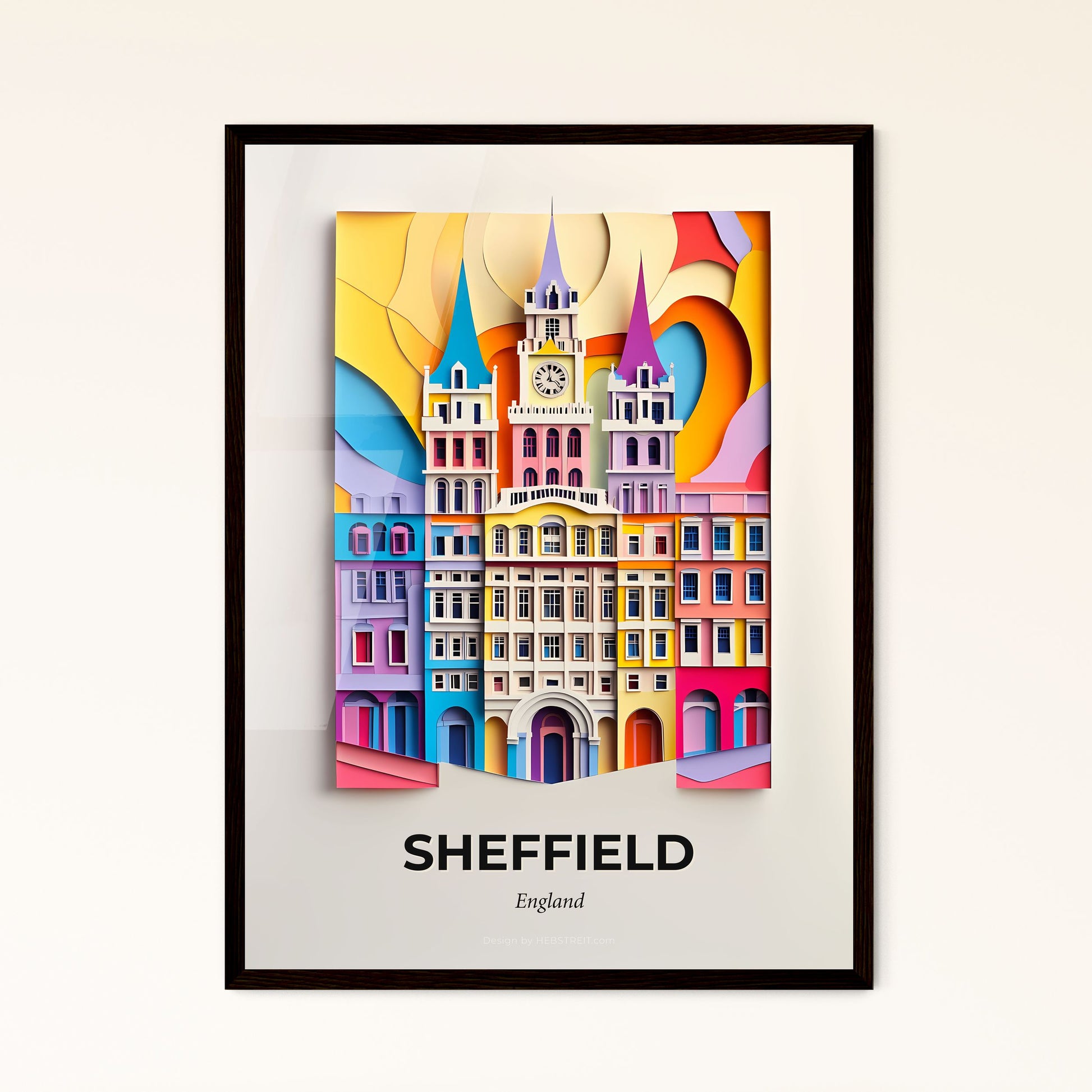 Vivid Sheffield, England - a colorful city with a clock tower on top of it