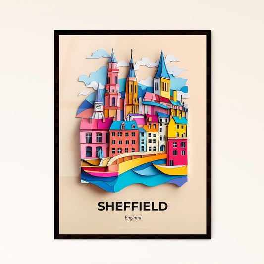 Vivid Sheffield, England - a paper cut of a city with a clock tower