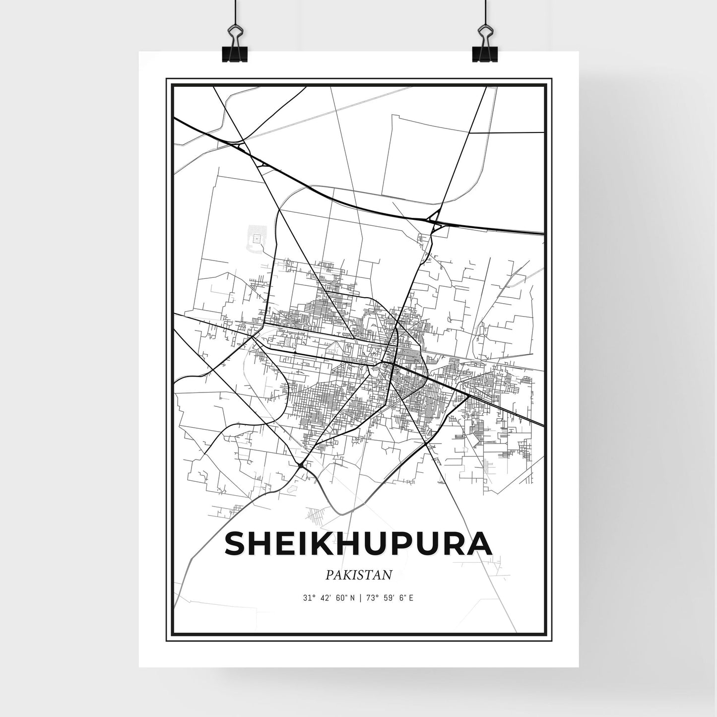 Sheikhupura Pakistan - Premium City Map Poster