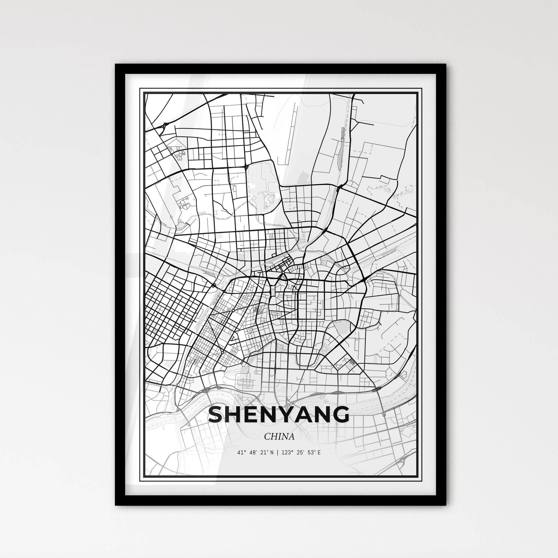 Shenyang China - Scandinavian Style City Map for Modern Home Decor