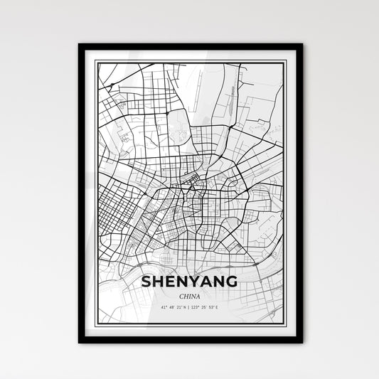 Shenyang China - Scandinavian Style City Map for Modern Home Decor