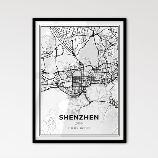 Shenzhen China - Scandinavian Style City Map for Modern Home Decor