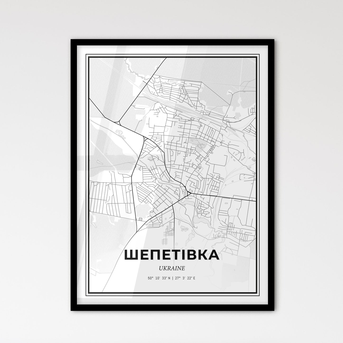 Shepetivka Ukraine - Scandinavian Style City Map for Modern Home Decor