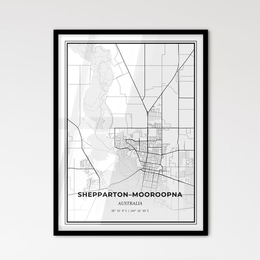 Shepparton–Mooroopna Australia - Scandinavian Style City Map for Modern Home Decor