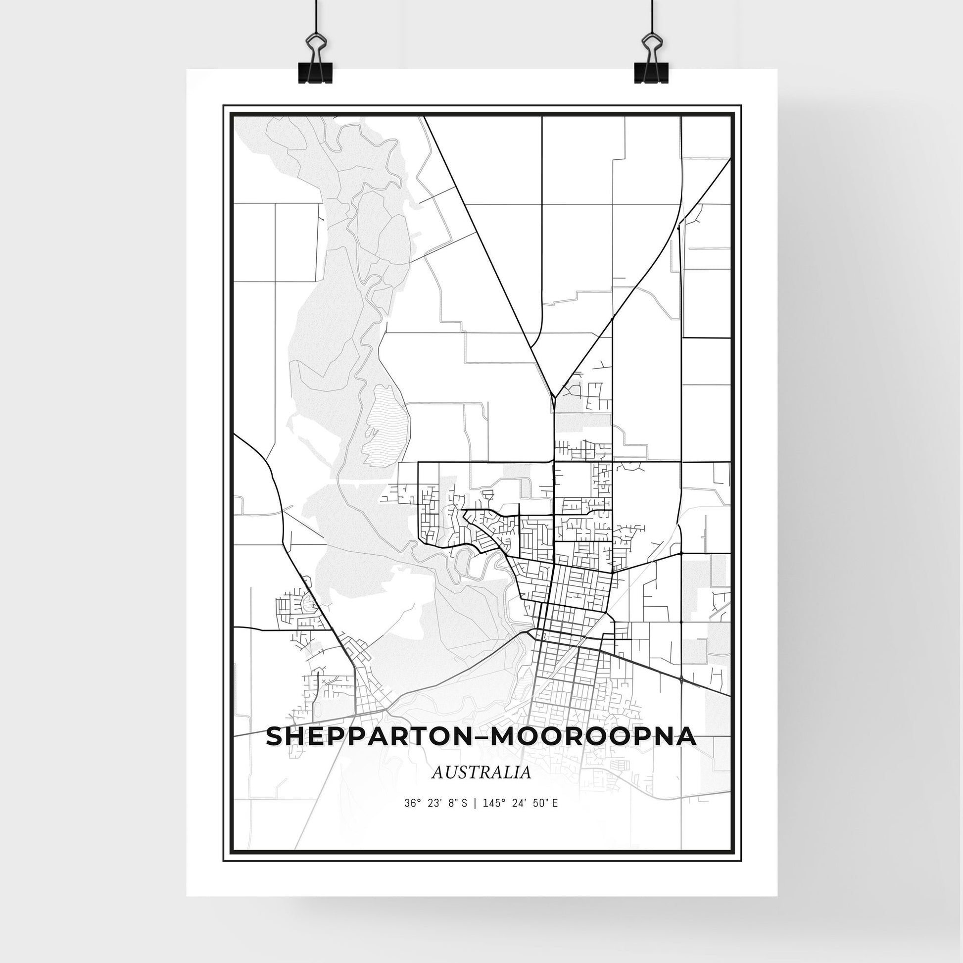 Shepparton–Mooroopna Australia - Premium City Map Poster