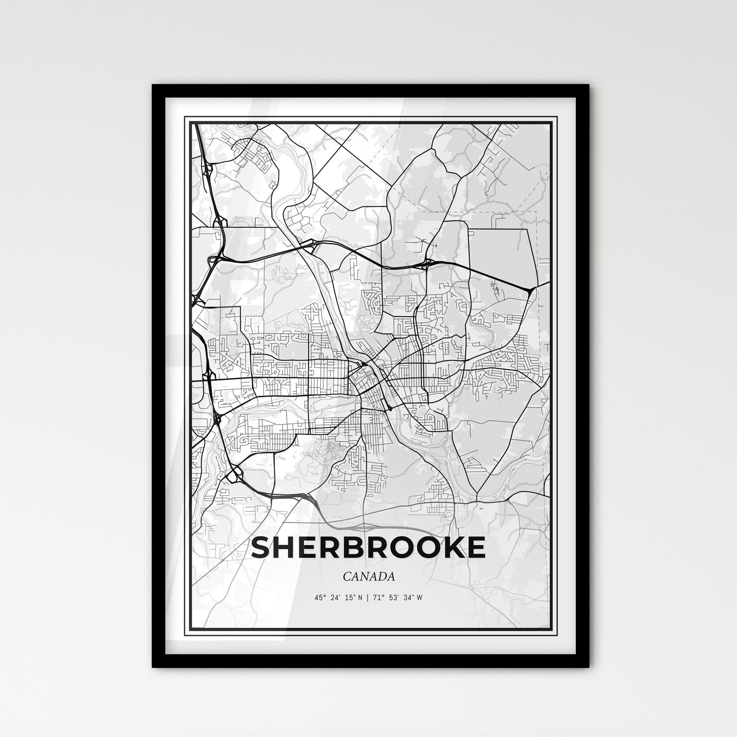 Sherbrooke Canada - Scandinavian Style City Map for Modern Home Decor