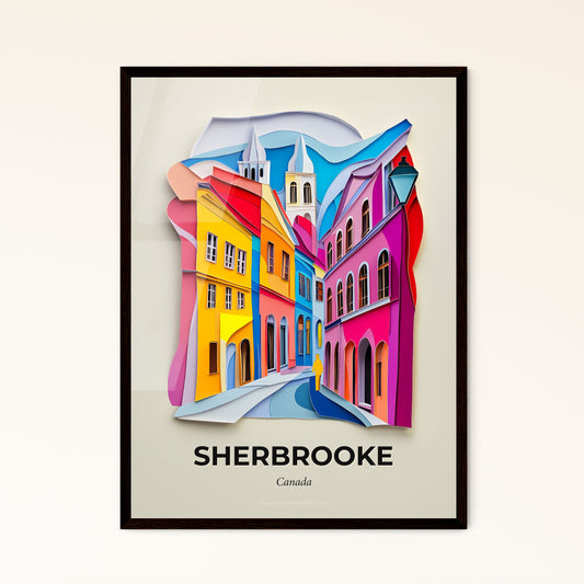 Vivid Sherbrooke, Canada - a paper cut of a city street with a clock tower