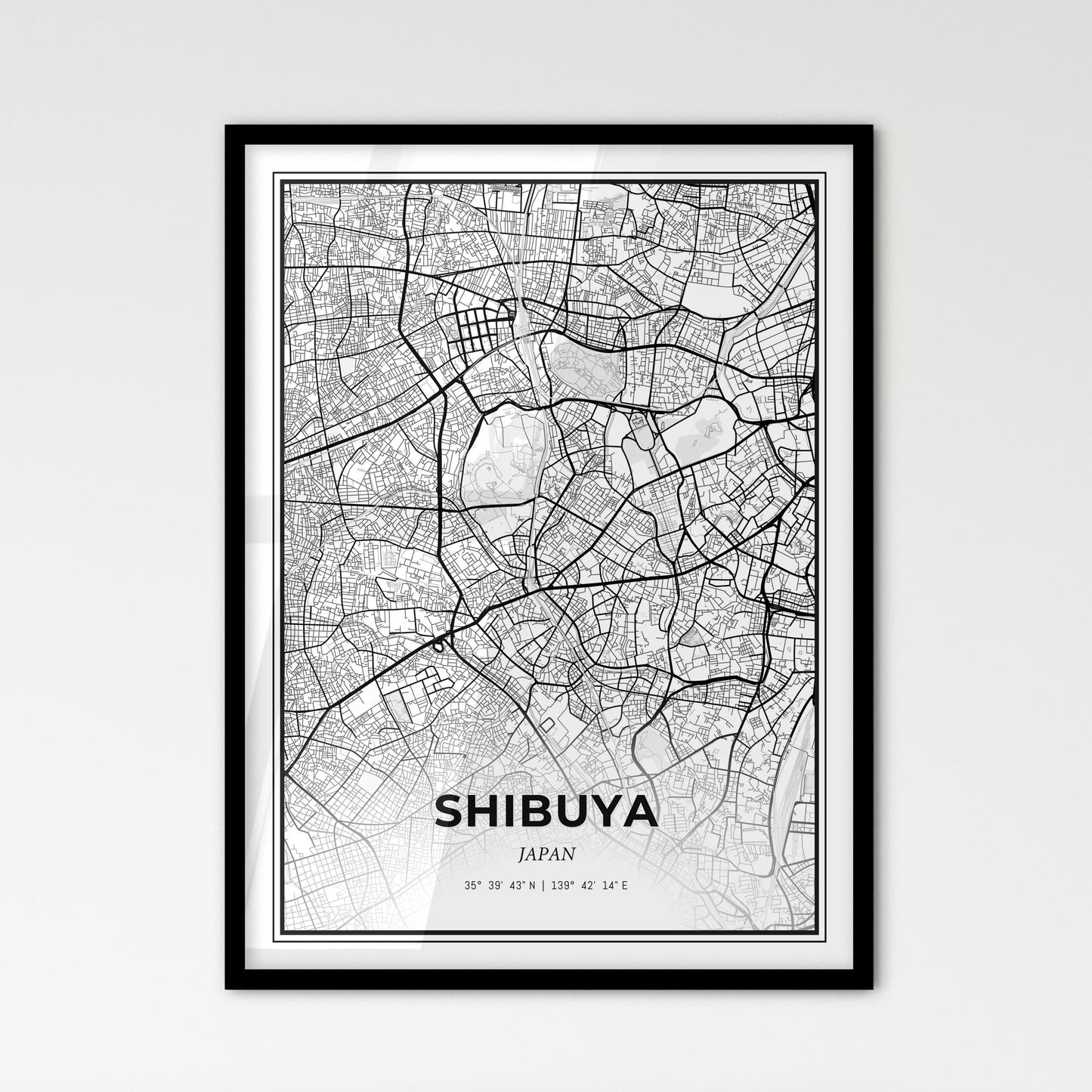 Shibuya Japan - Scandinavian Style City Map for Modern Home Decor