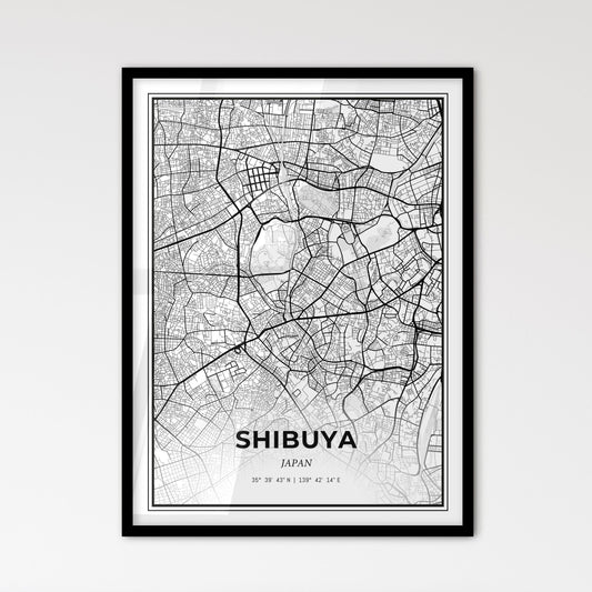 Shibuya Japan - Scandinavian Style City Map for Modern Home Decor