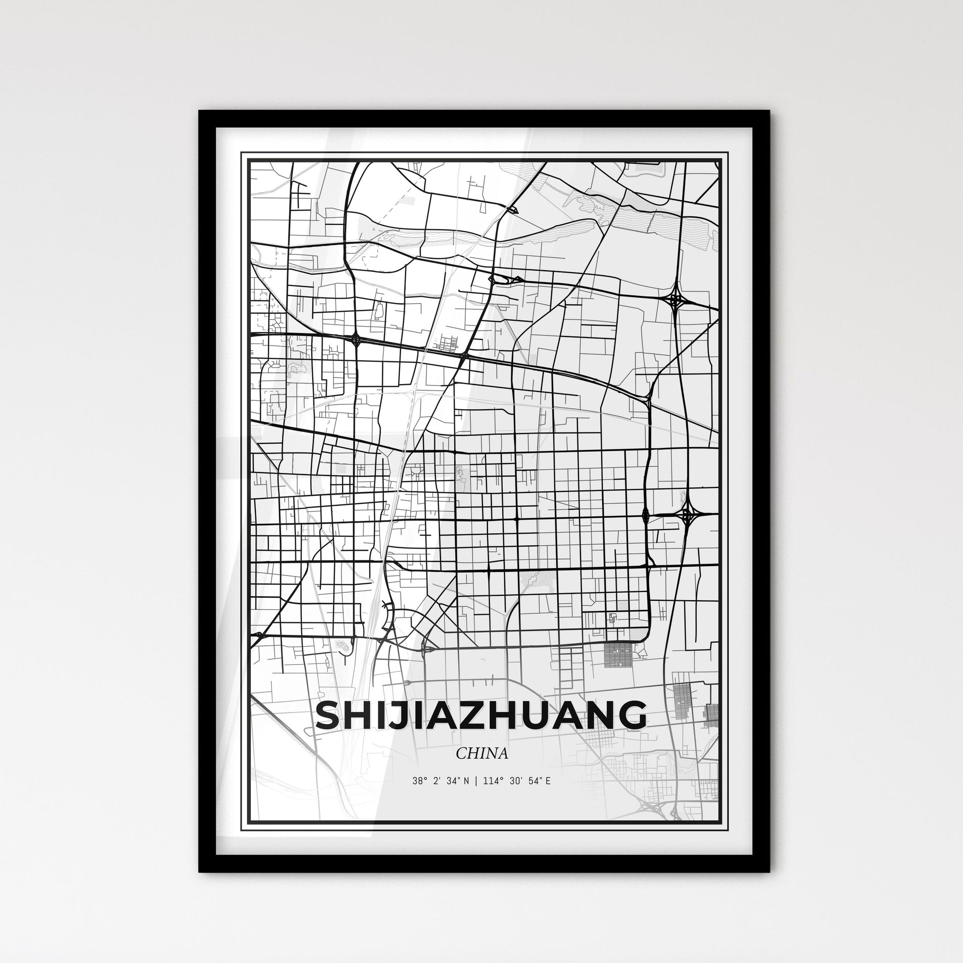 Shijiazhuang China - Scandinavian Style City Map for Modern Home Decor