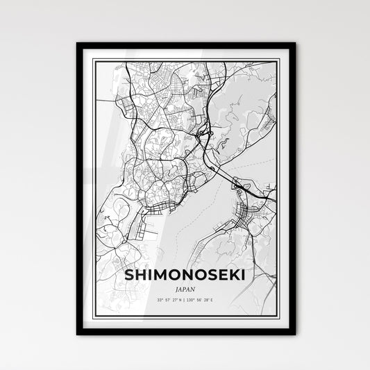 Shimonoseki Japan - Scandinavian Style City Map for Modern Home Decor