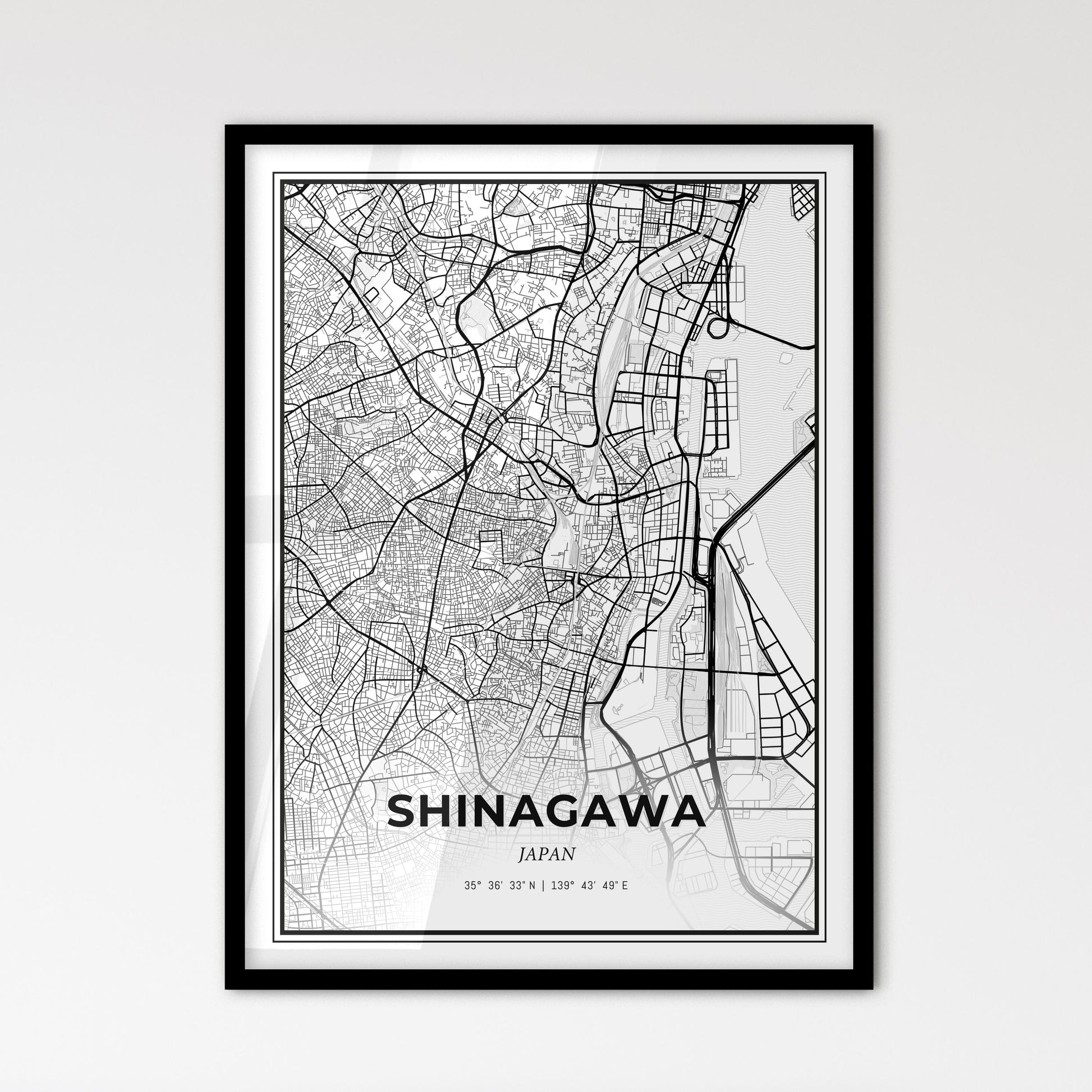 Shinagawa Japan - Scandinavian Style City Map for Modern Home Decor