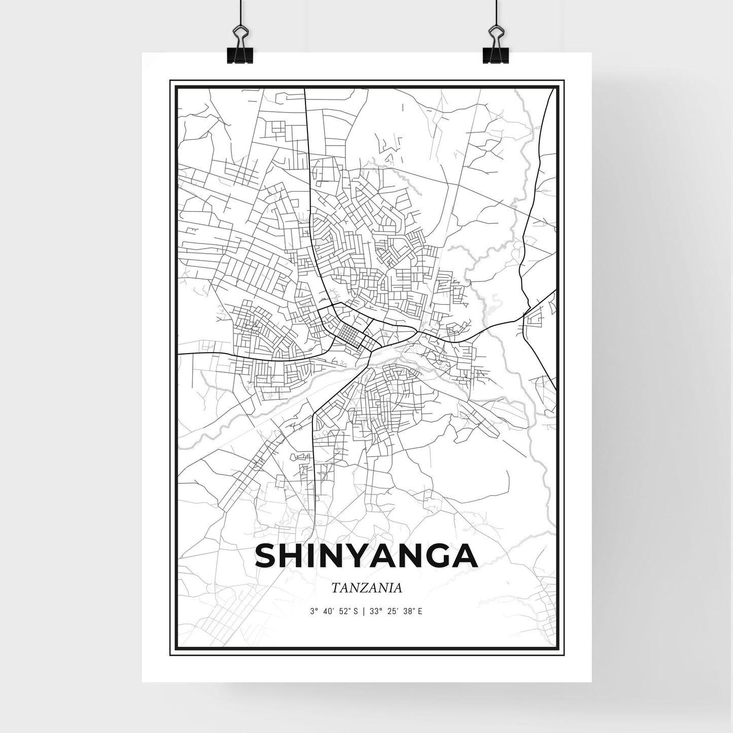 Shinyanga Tanzania - Premium City Map Poster