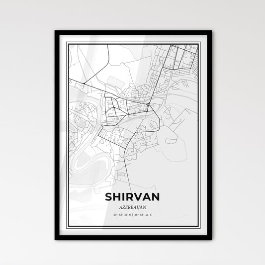 Shirvan Azerbaijan - Scandinavian Style City Map for Modern Home Decor