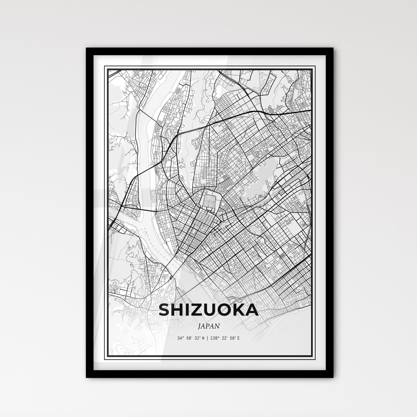 Shizuoka Japan - Scandinavian Style City Map for Modern Home Decor