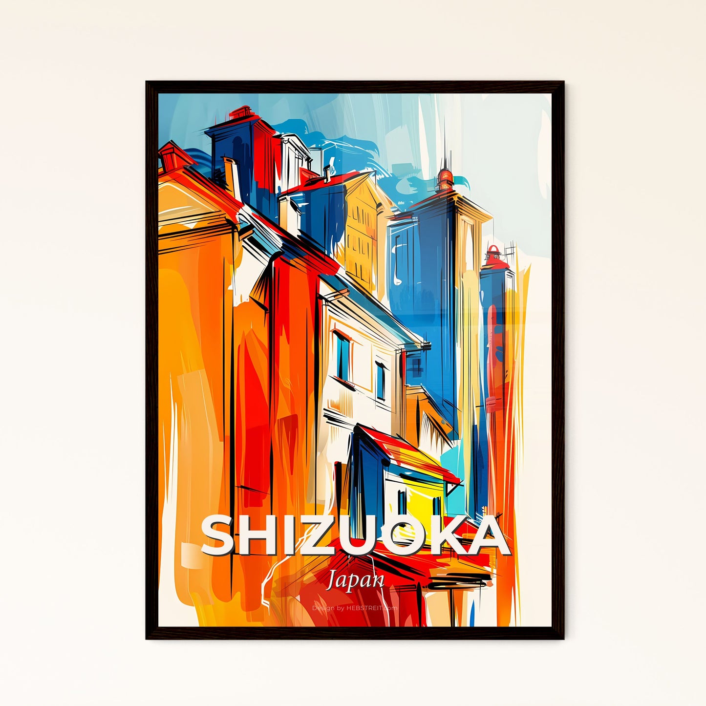 Vibrant Shizuoka, Japan - A Colorful Drawing Of Buildings