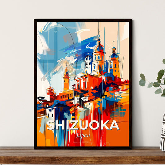 Vibrant Shizuoka, Japan - A Painting Of A Building With Towers And A Blue Sky