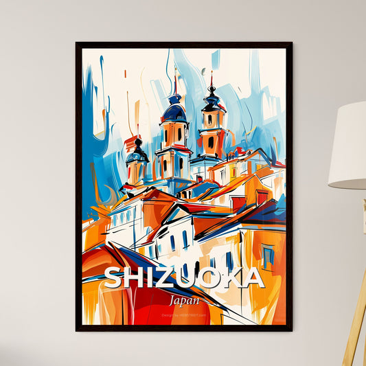 Vibrant Shizuoka, Japan - A Painting Of A Building With Towers