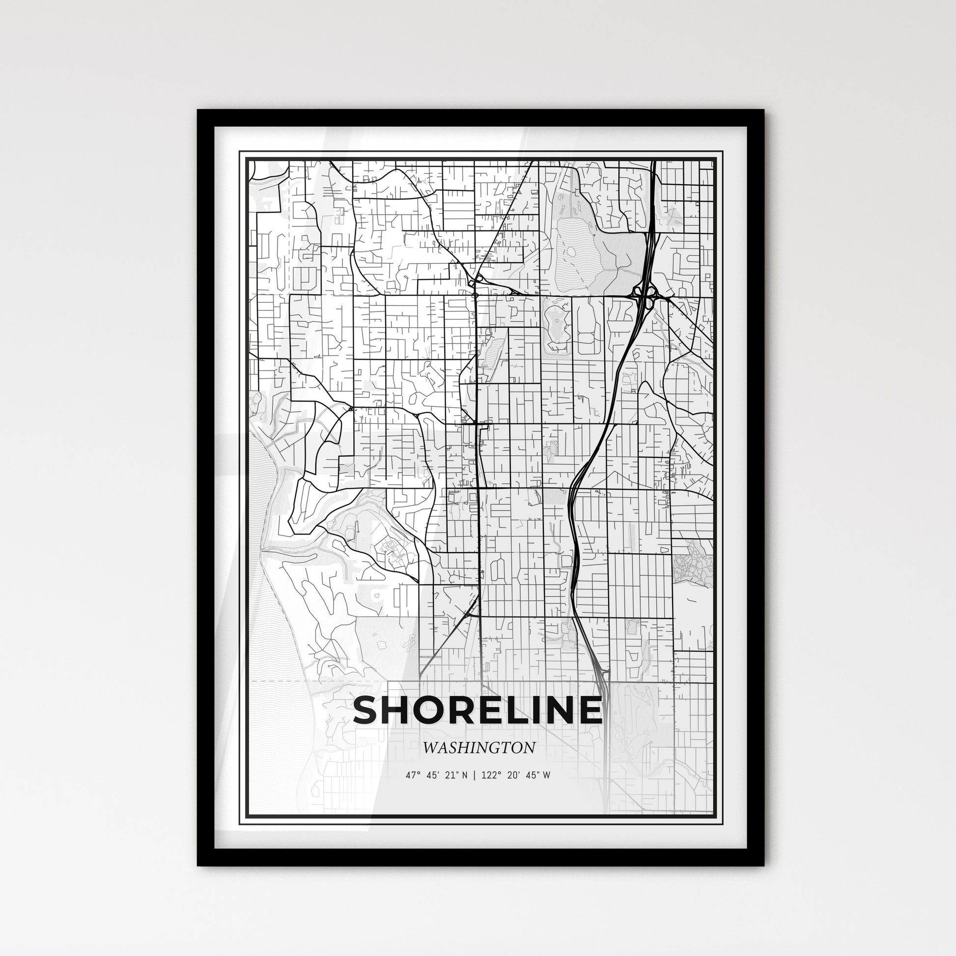 Shoreline Washington - Scandinavian Style City Map for Modern Home Decor