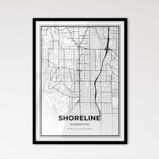 Shoreline Washington - Scandinavian Style City Map for Modern Home Decor