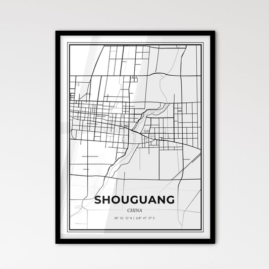 Shouguang China - Scandinavian Style City Map for Modern Home Decor