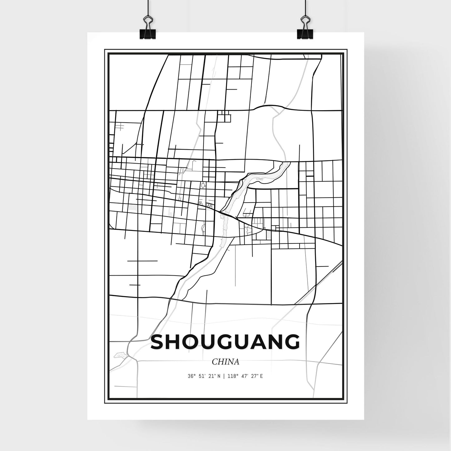 Shouguang China - Premium City Map Poster