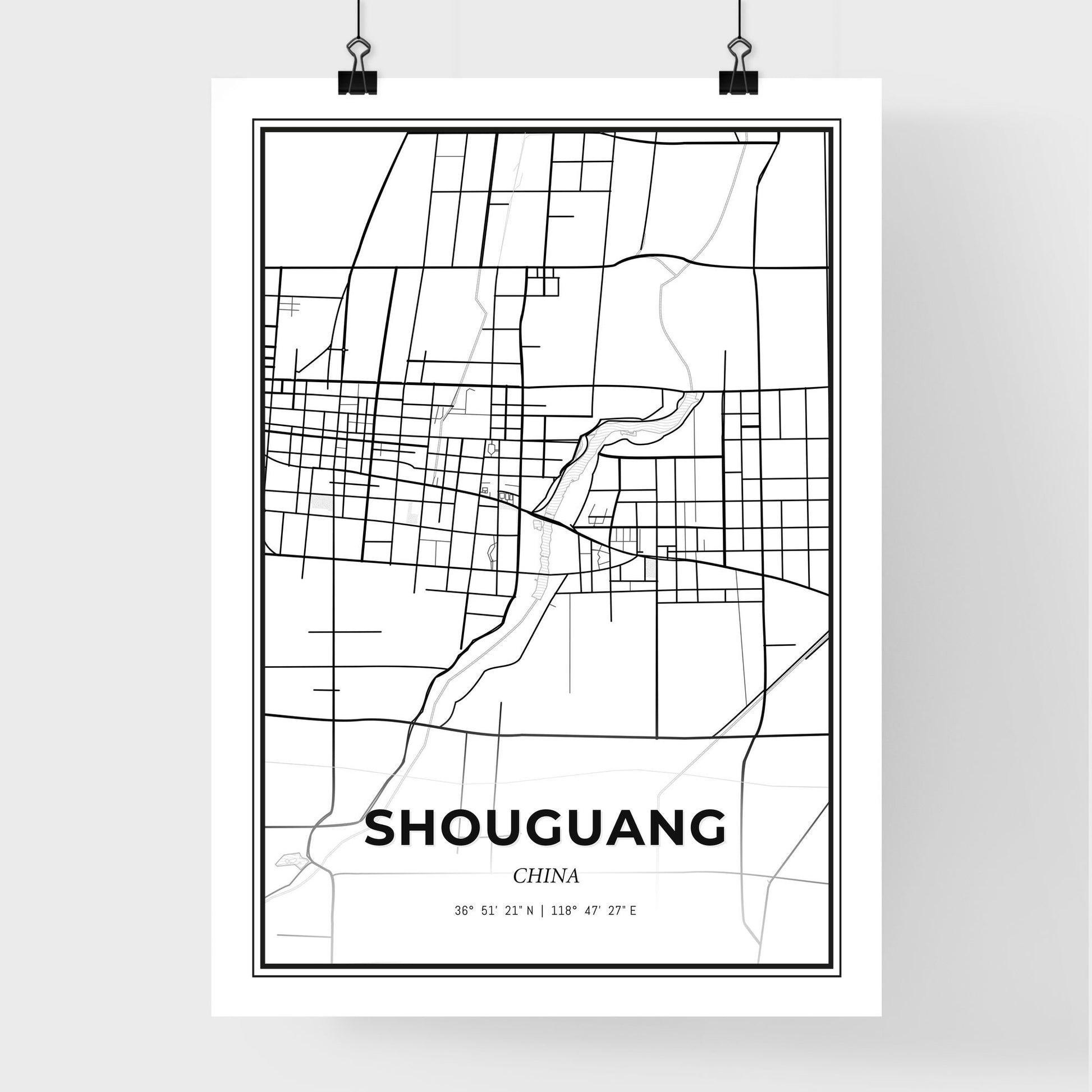 Shouguang China - Premium City Map Poster