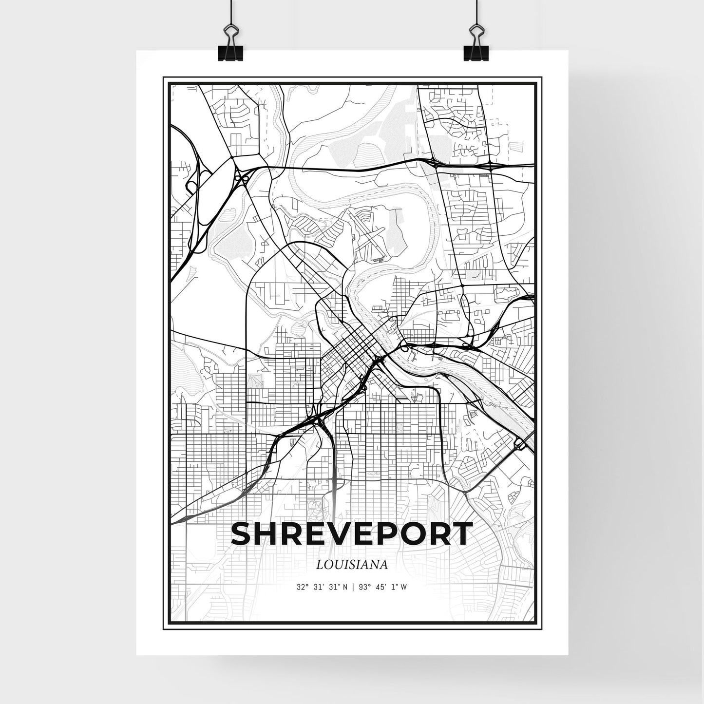 Shreveport Louisiana - Premium City Map Poster