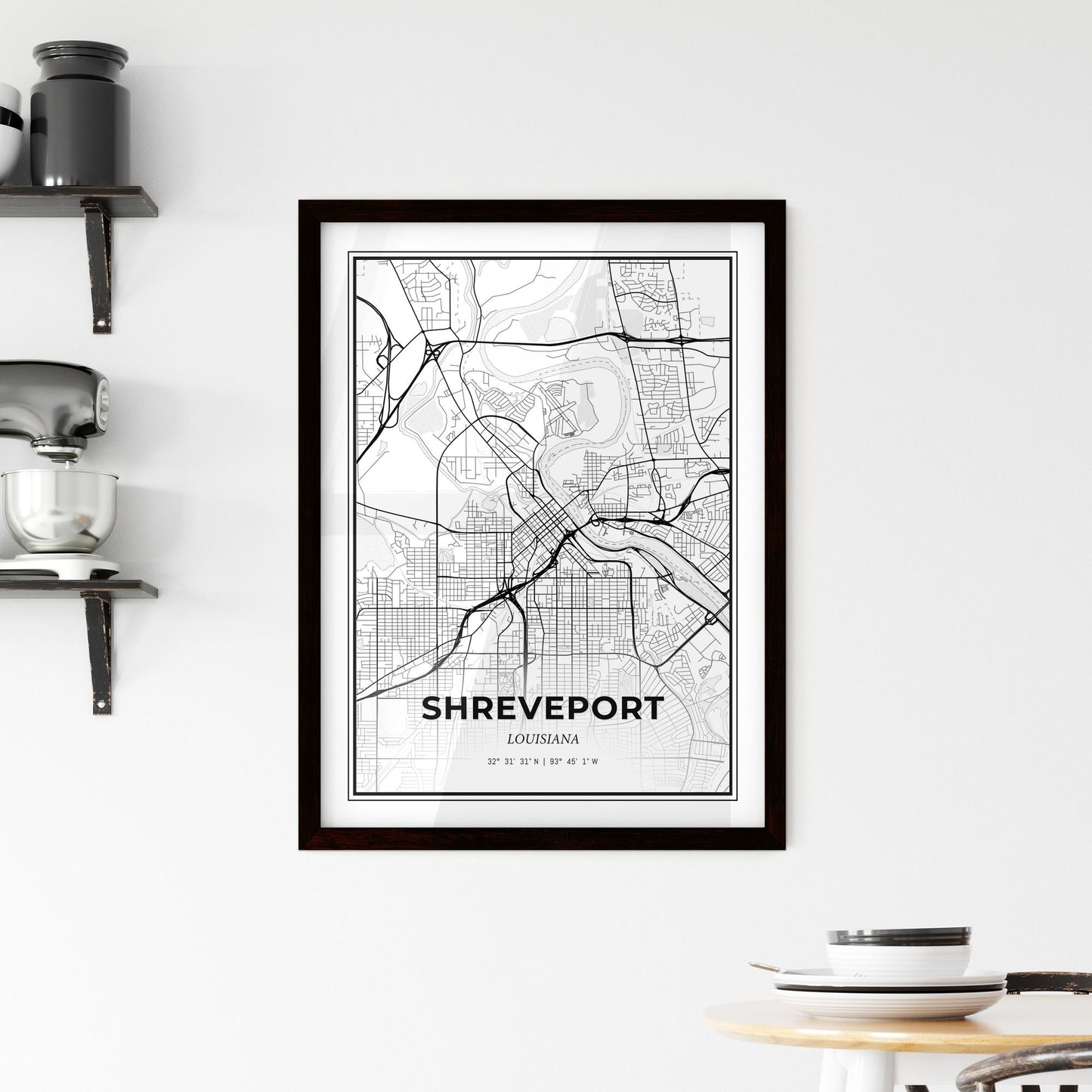 Shreveport Louisiana - Minimal City Map