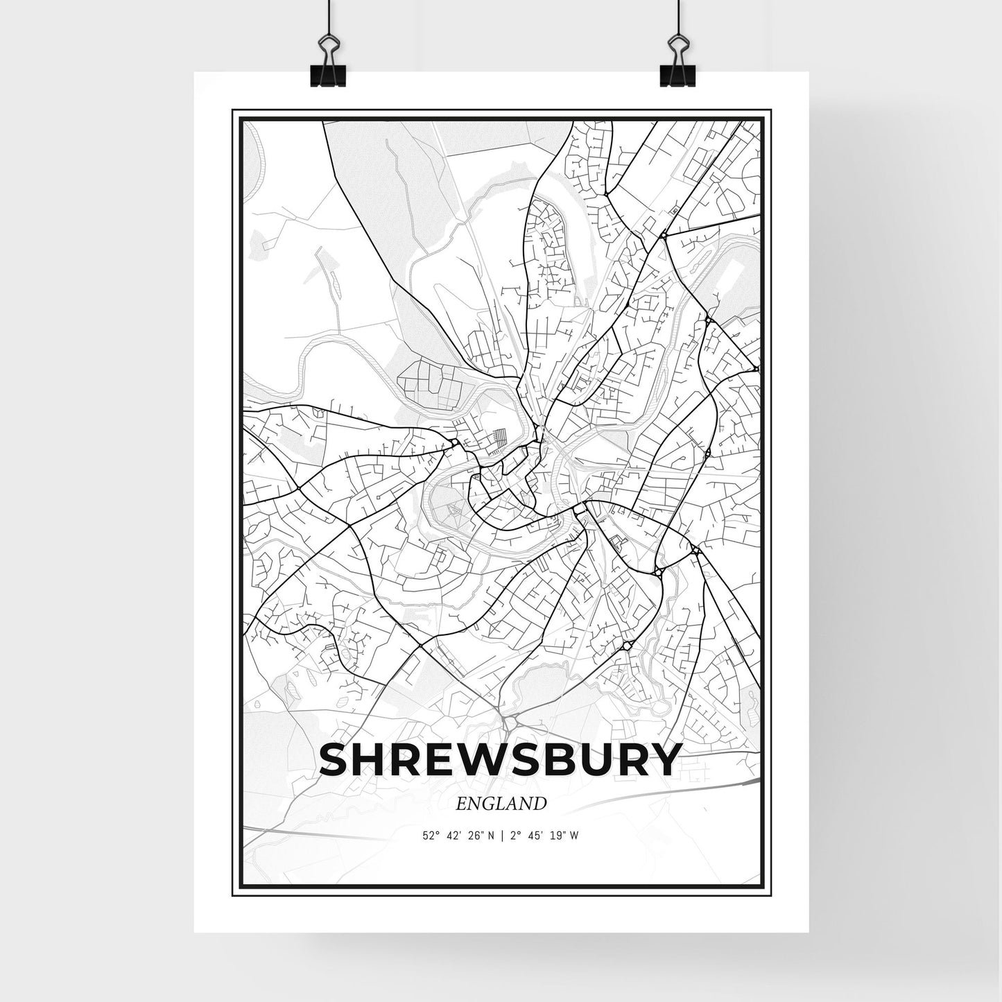 Shrewsbury England - Premium City Map Poster