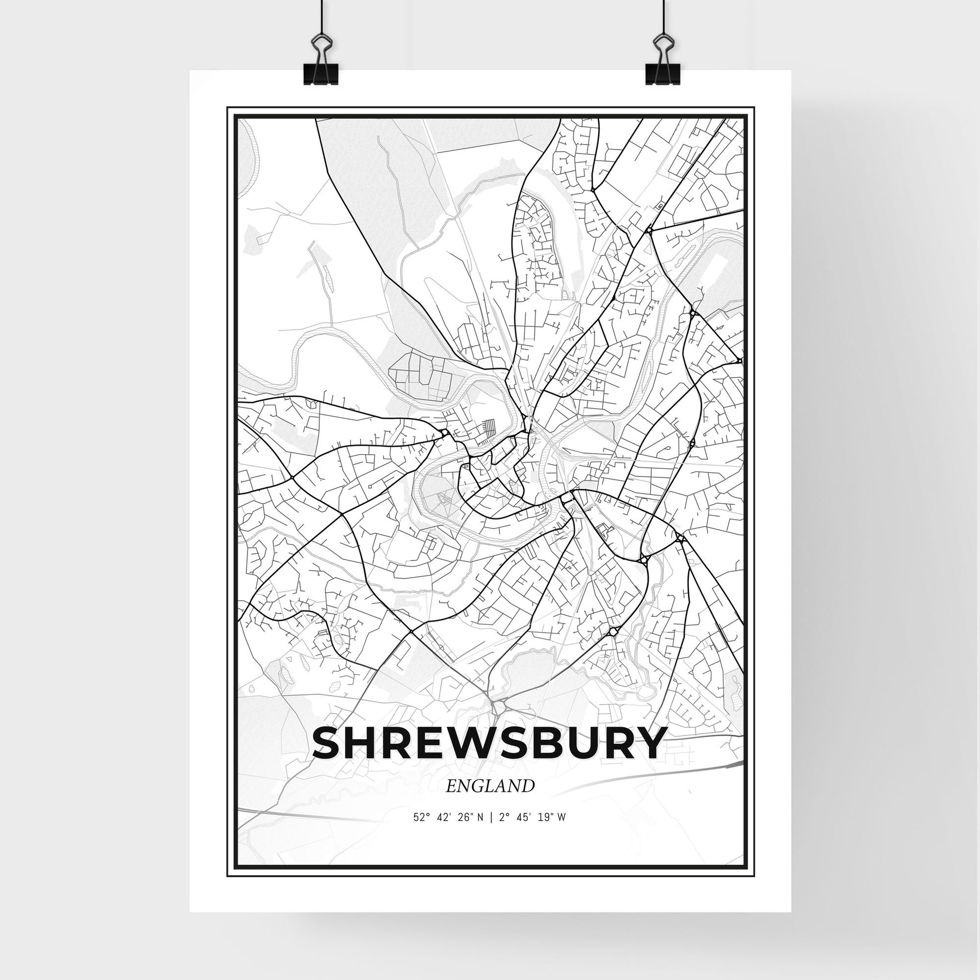 Shrewsbury England - Premium City Map Poster