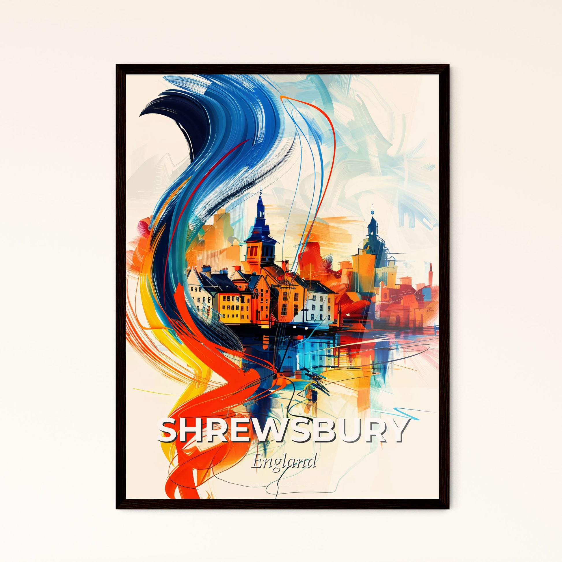 Vibrant Shrewsbury, England - A Painting Of A City