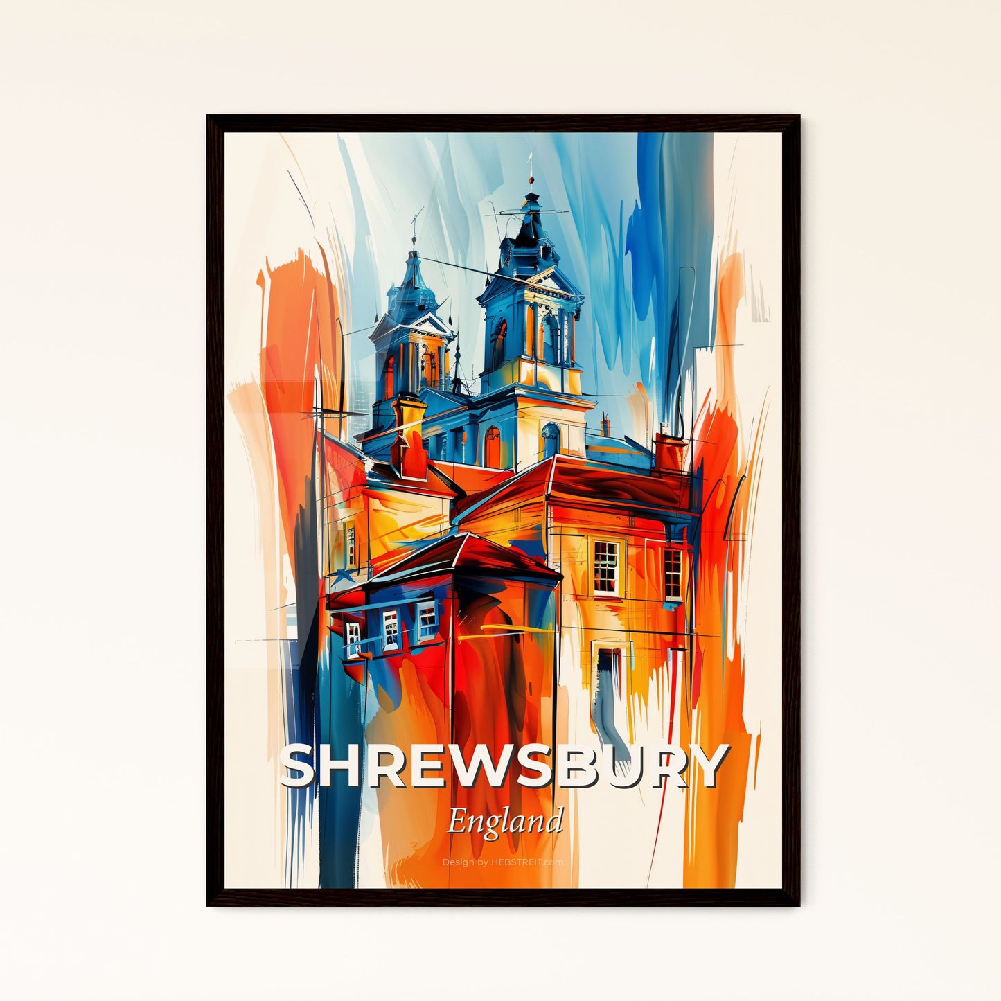 Vibrant Shrewsbury, England - A Painting Of A Building