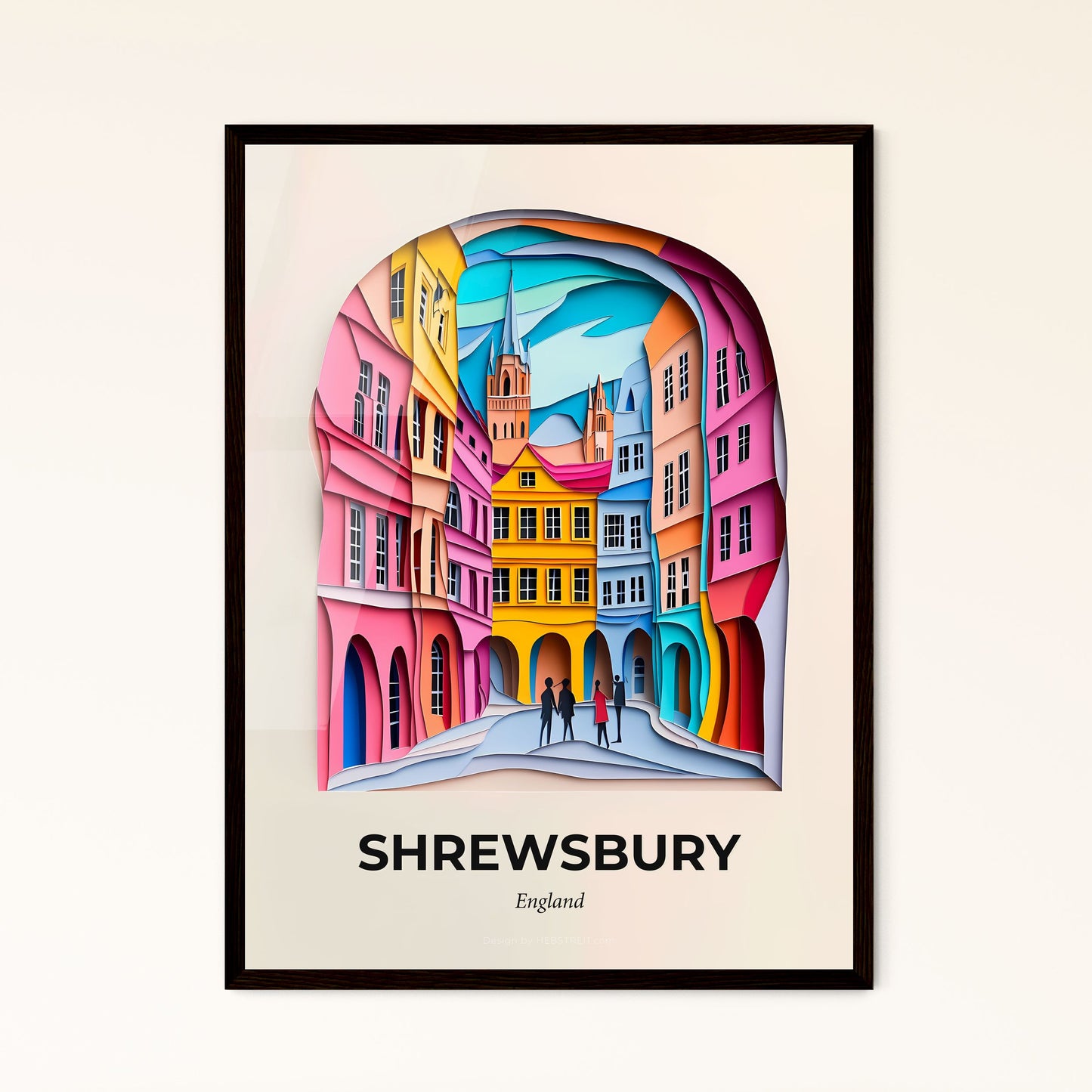 Vivid Shrewsbury, England - a paper cut of a city with people walking