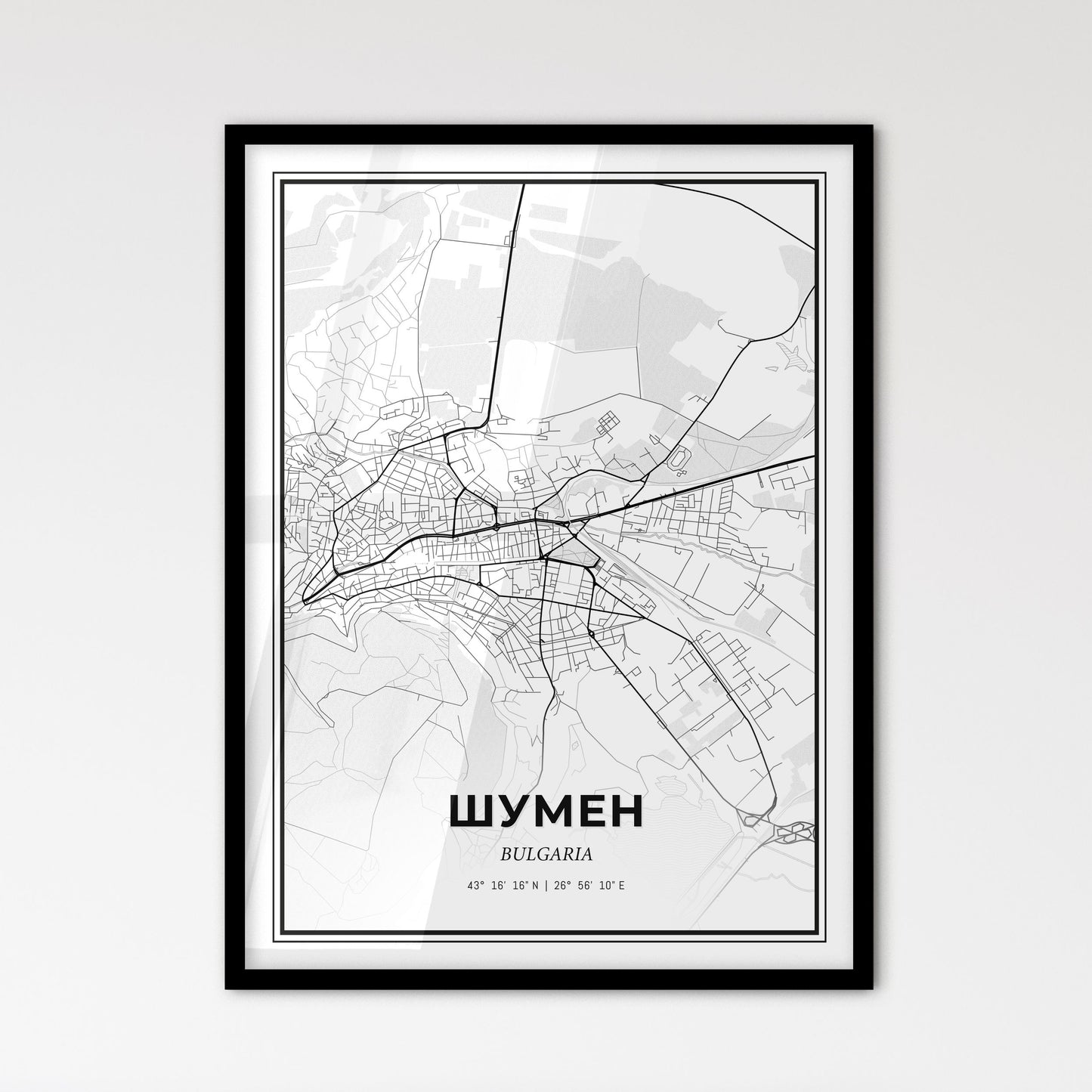 Shumen Bulgaria - Scandinavian Style City Map for Modern Home Decor