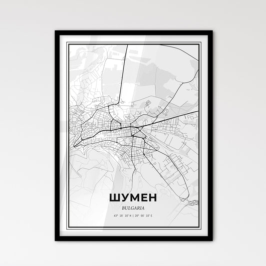 Shumen Bulgaria - Scandinavian Style City Map for Modern Home Decor