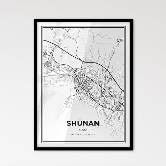 Shūnan Japan - Scandinavian Style City Map for Modern Home Decor