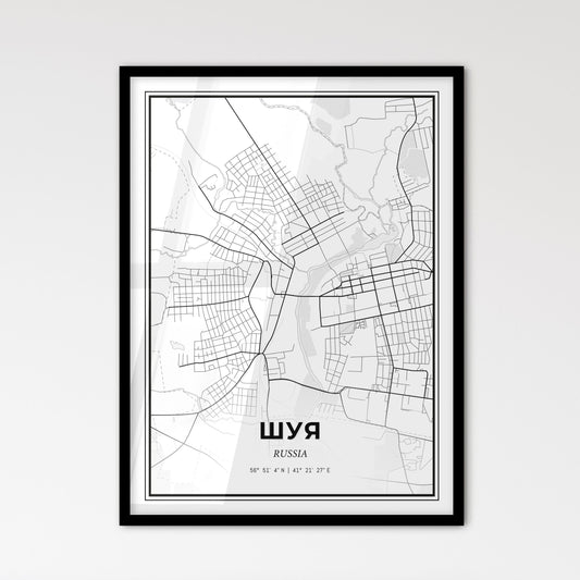 Shuya Russia - Scandinavian Style City Map for Modern Home Decor