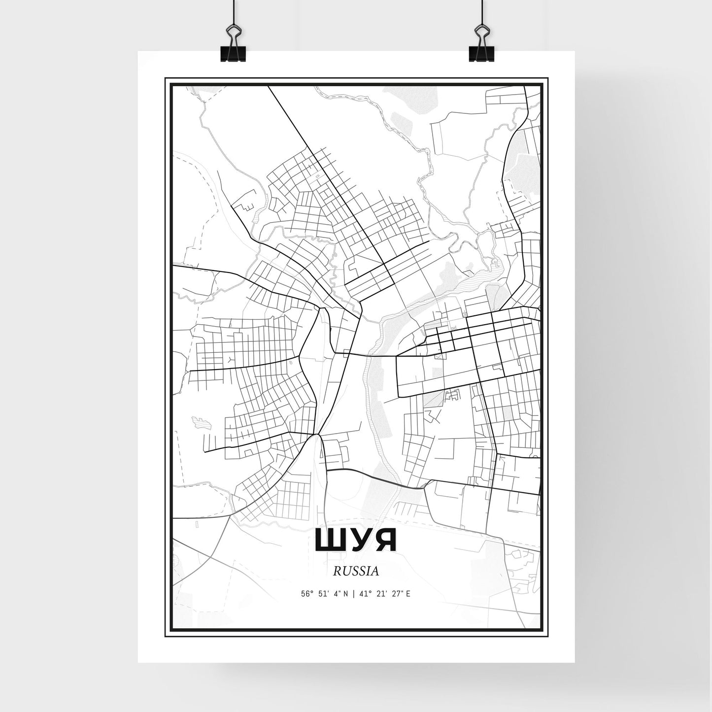 Shuya Russia - Premium City Map Poster